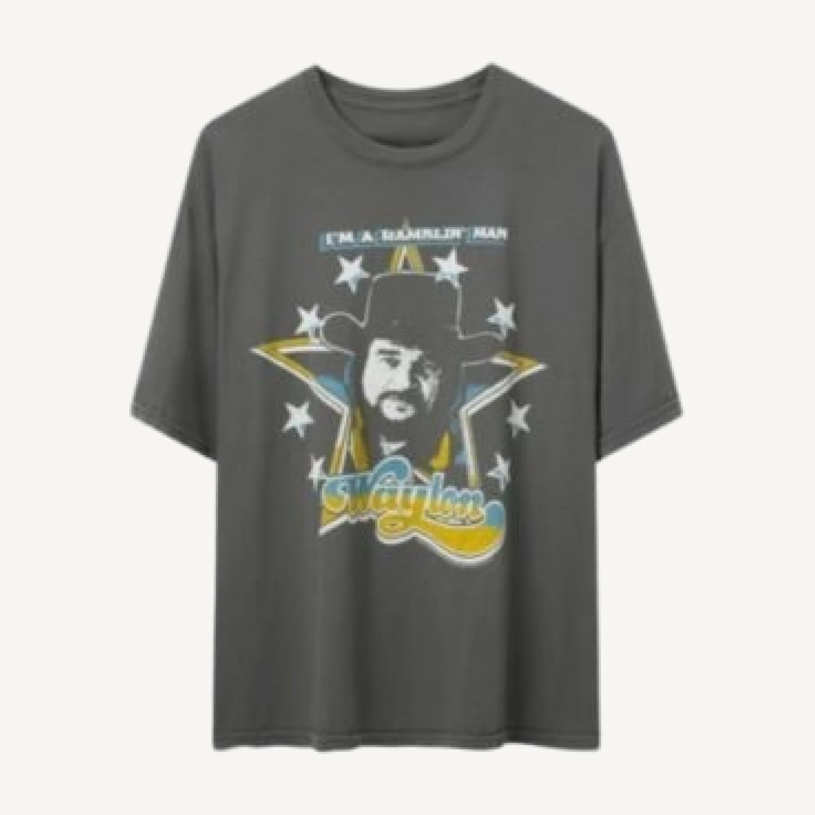 Junk Food Clothing Unisex Waylon Jennings I'm a Ramblin' Man Oversized Tee