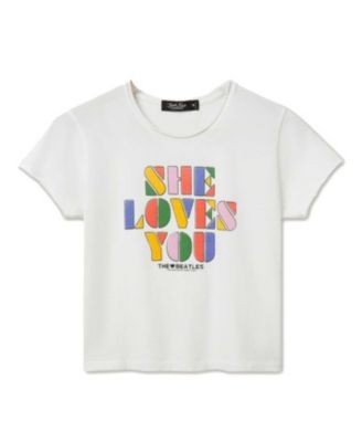 Junk Food Clothing Women's The Beatles She Loves You Vintage Baby Tee