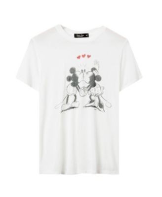 Junk Food Clothing Womens Mickey and Minnie Kiss Vintage Tissue Tee