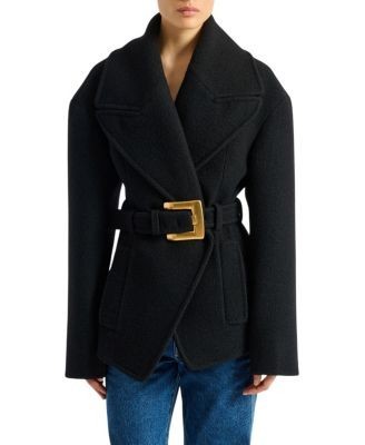 Balmain Belted Wool Pea Coat