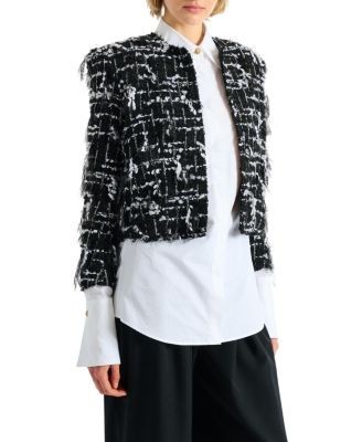 Balmain Cropped Jacket in Fringed Tweed