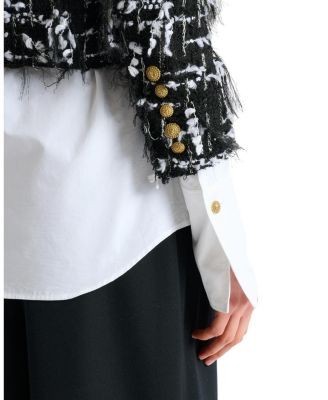 Balmain Cropped Jacket in Fringed Tweed