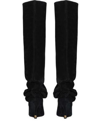 Balmain Women's Suede Leather Wedge Thigh-High Boots