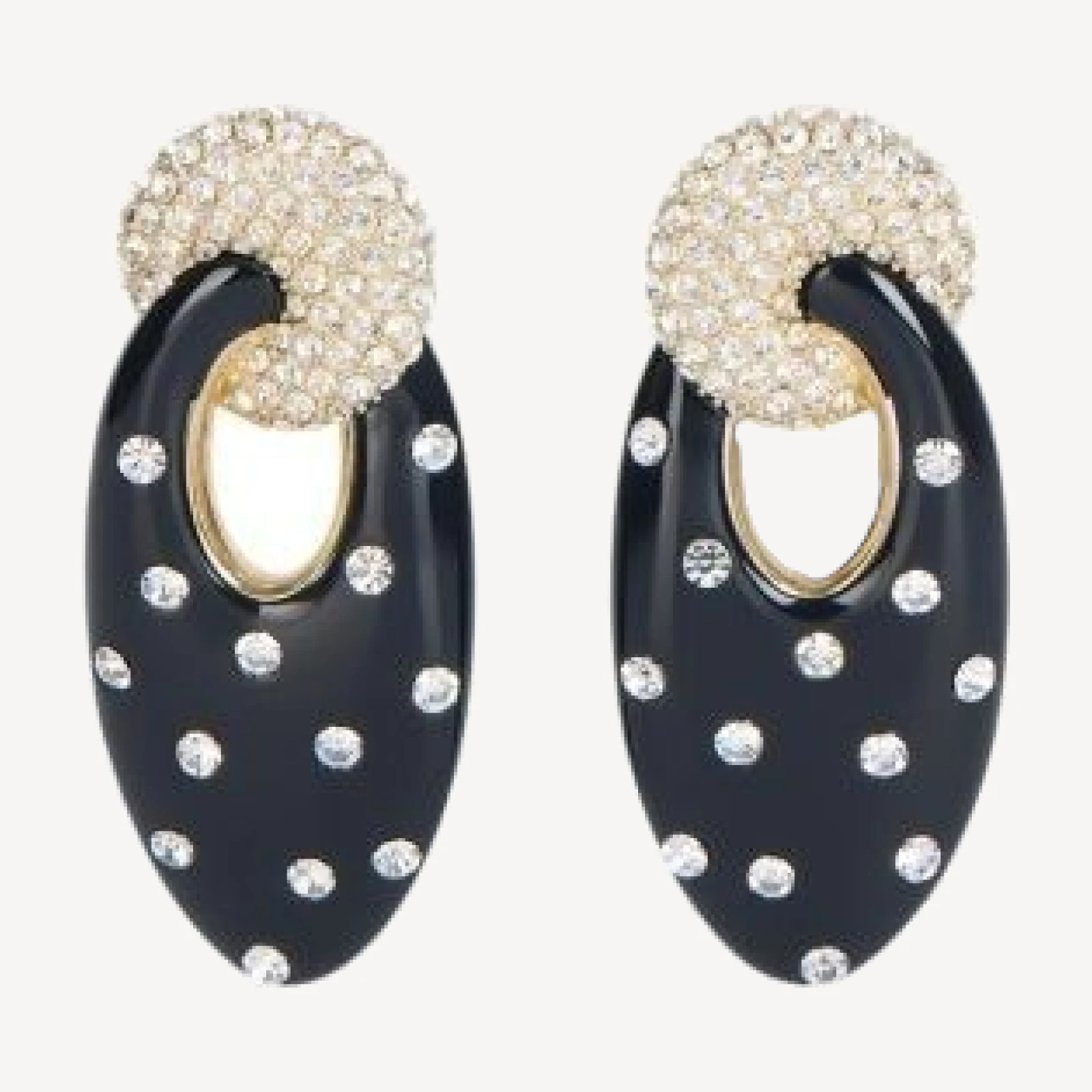 Balmain Lacquered Brass Organic Earrings with Crystals