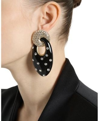 Balmain Lacquered Brass Organic Earrings with Crystals