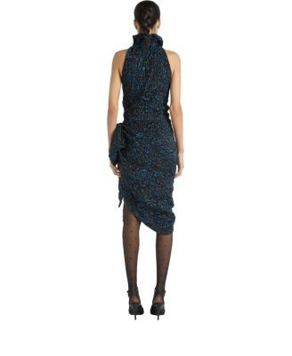 Balmain Draped Dress in Cloqu Jacquard