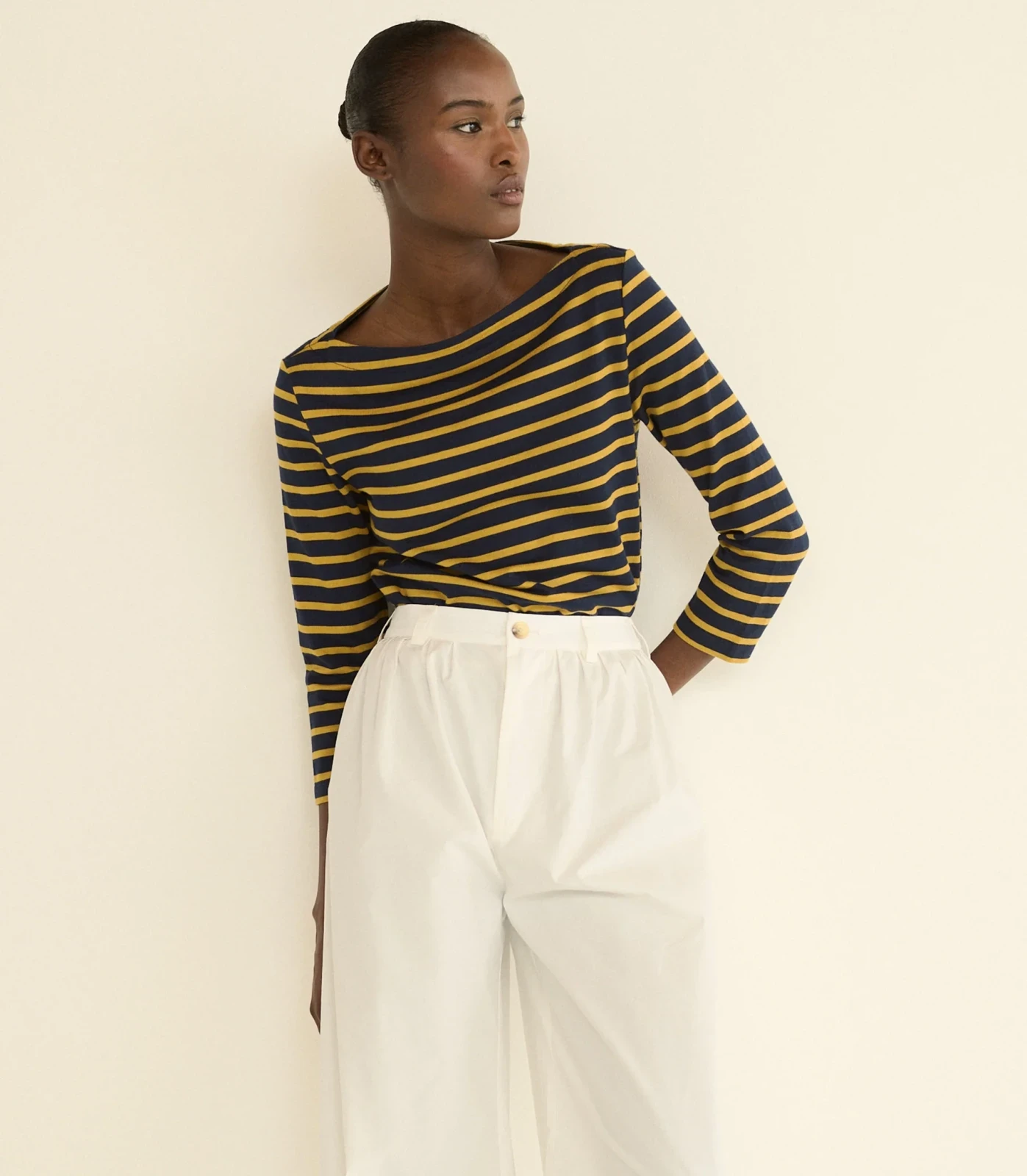 DONNIE TEE -- NAVY BRETON STRIPE