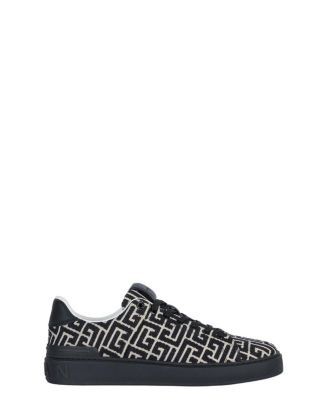 Balmain Men's B-court Trainers in Leather and Monogram Jacquard