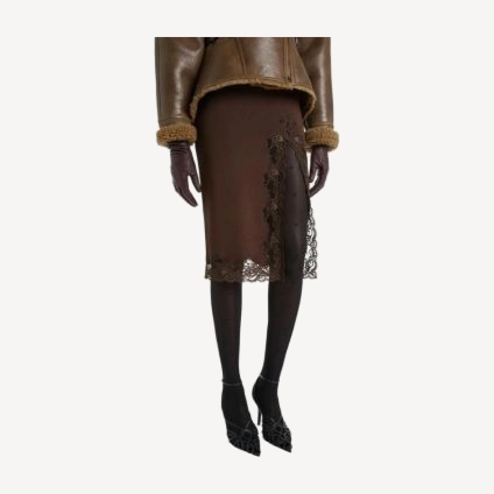 Balmain Knit Midi Skirt with Lace
