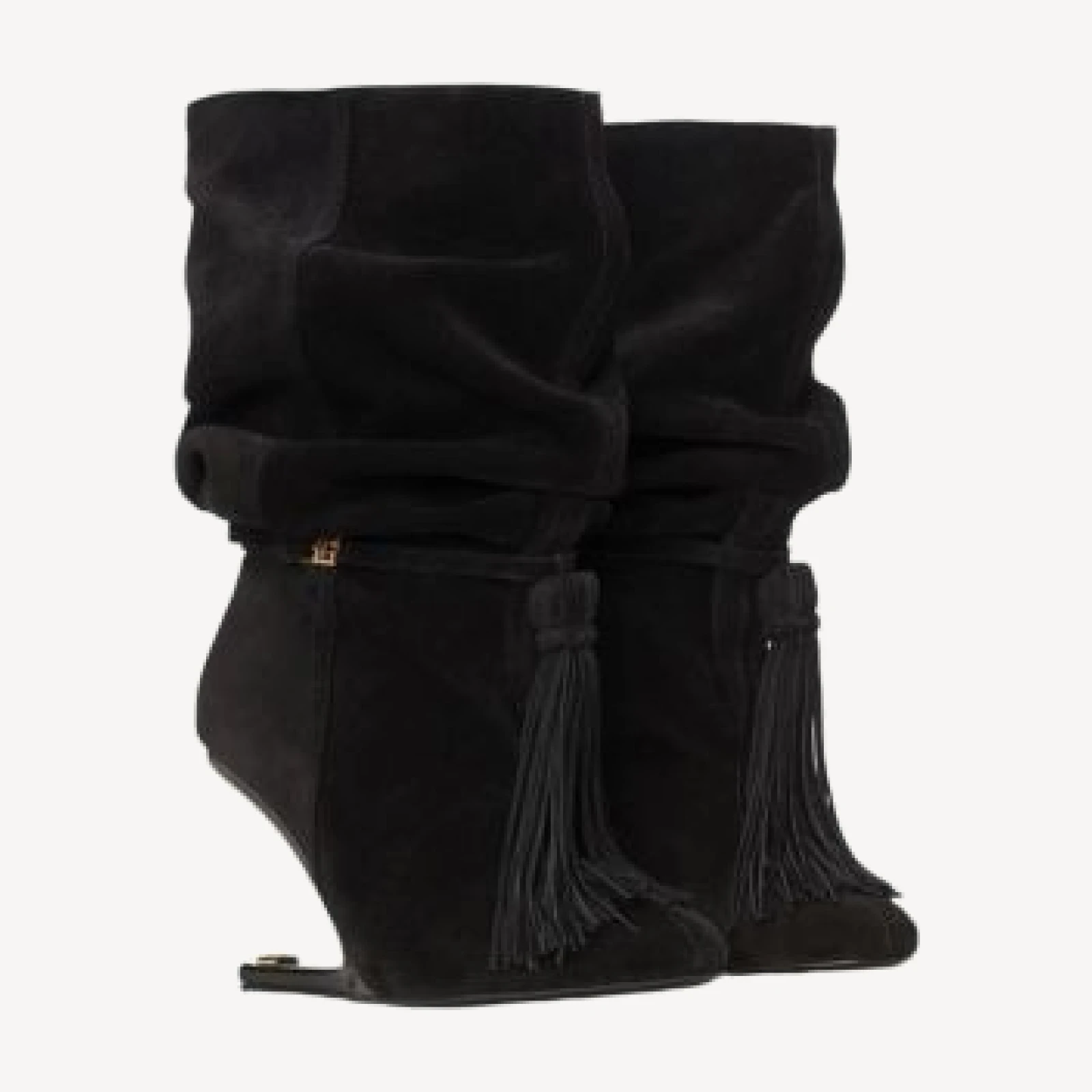 Balmain Women's No Wedge Suede Leather Ankle Boots with Tassel