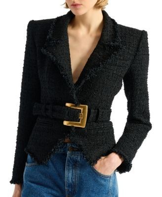 Balmain Belted Tweed Jacket