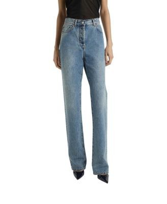 Balmain Straight-Leg Faded Denim Jeans in Blue
