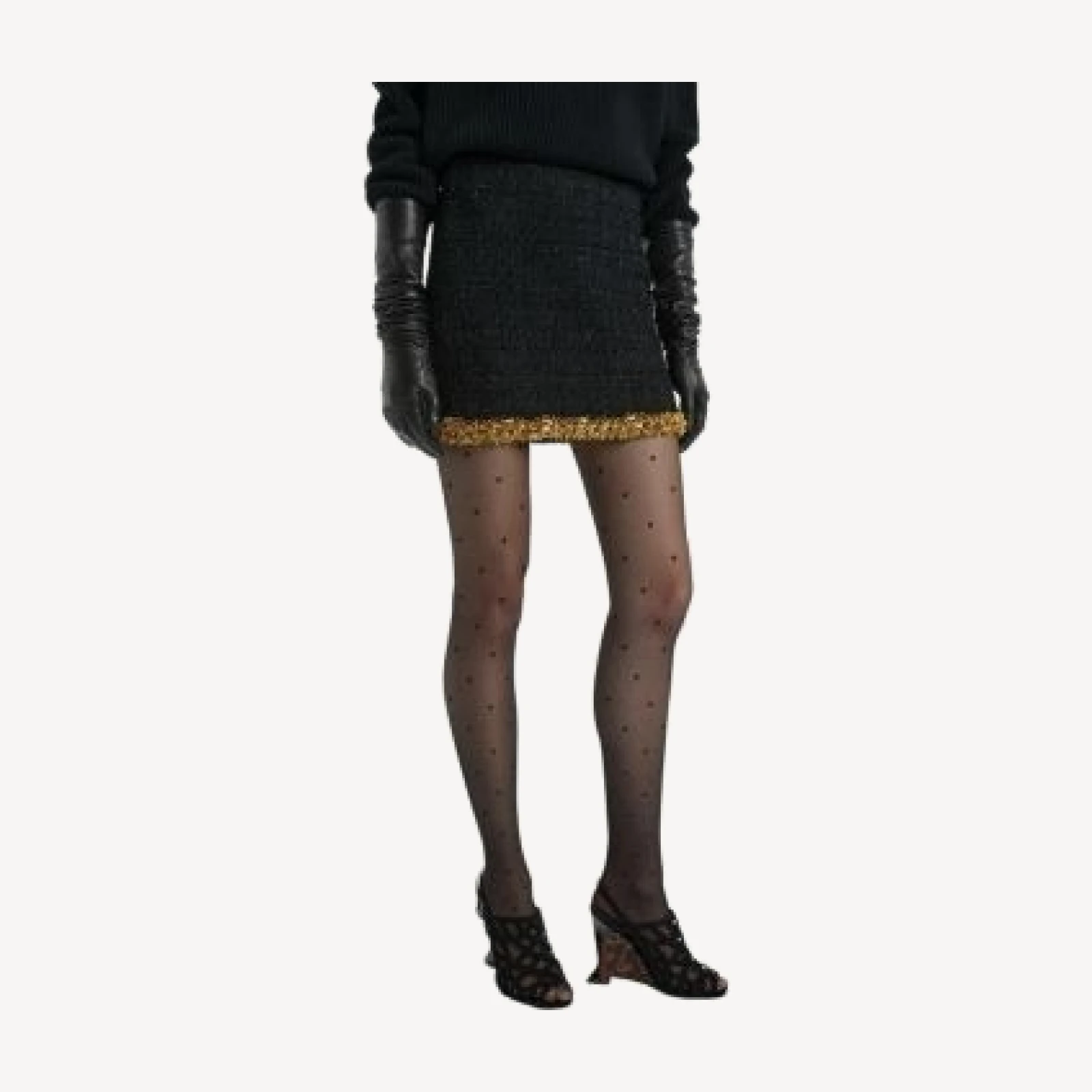 Balmain Short Tweed Skirt with Embroidered Trim