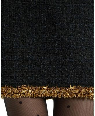 Balmain Short Tweed Skirt with Embroidered Trim