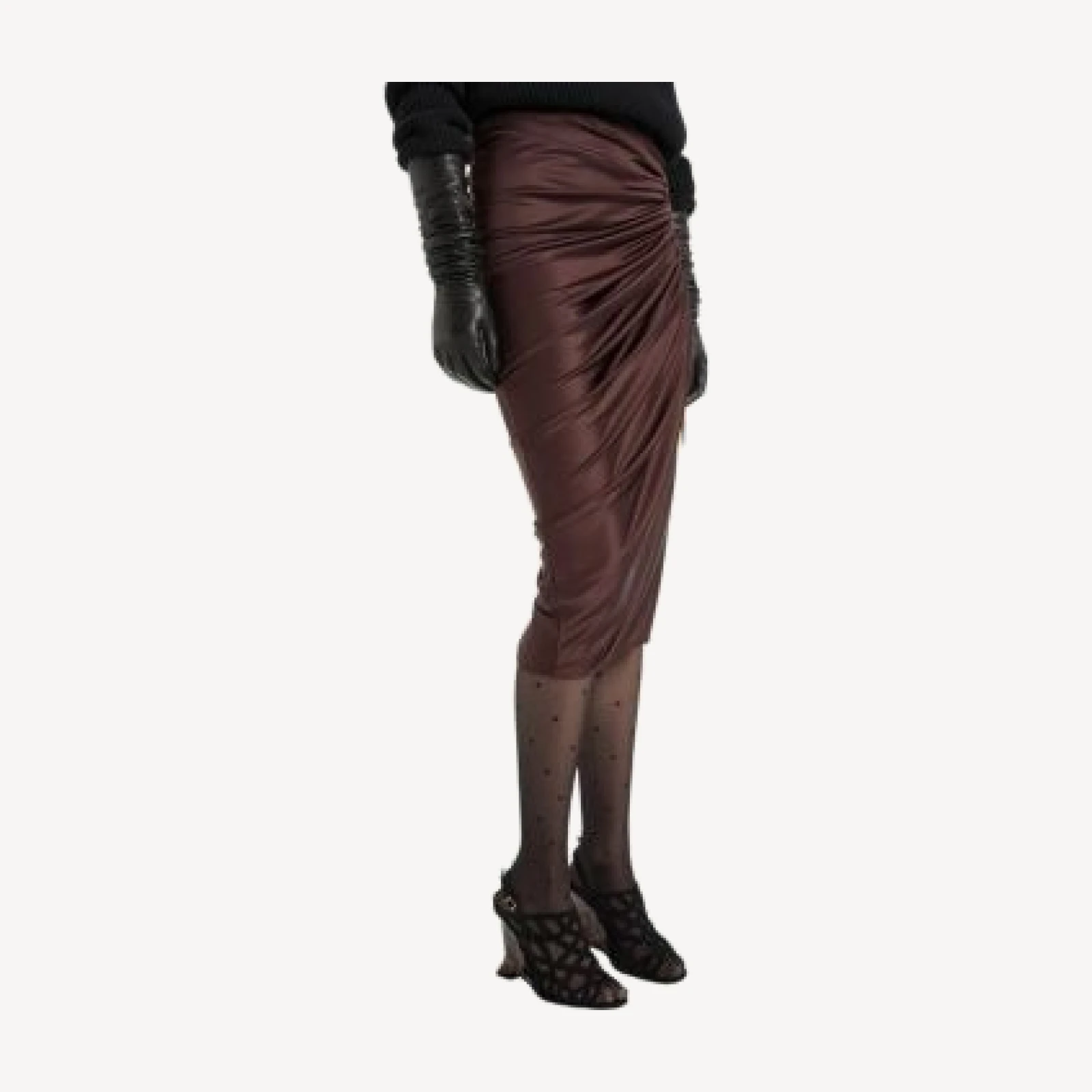 Balmain Flowing Jersey Midi Skirt with Slit