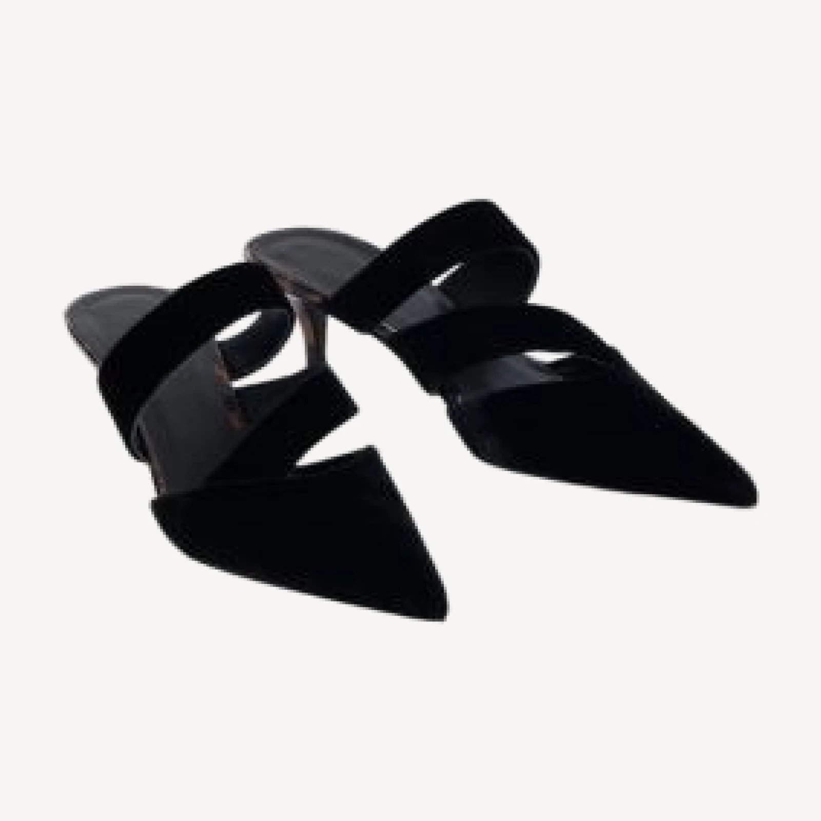 Balmain Women's Velvet and Printed Patent Leather Mules