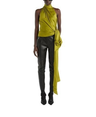 Balmain Open-Back Silk Chiffon Top