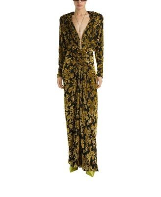 Balmain Long Velvet Jacquard Dress