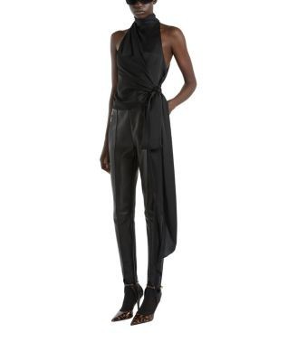 Balmain Open-Back Silk Chiffon Top