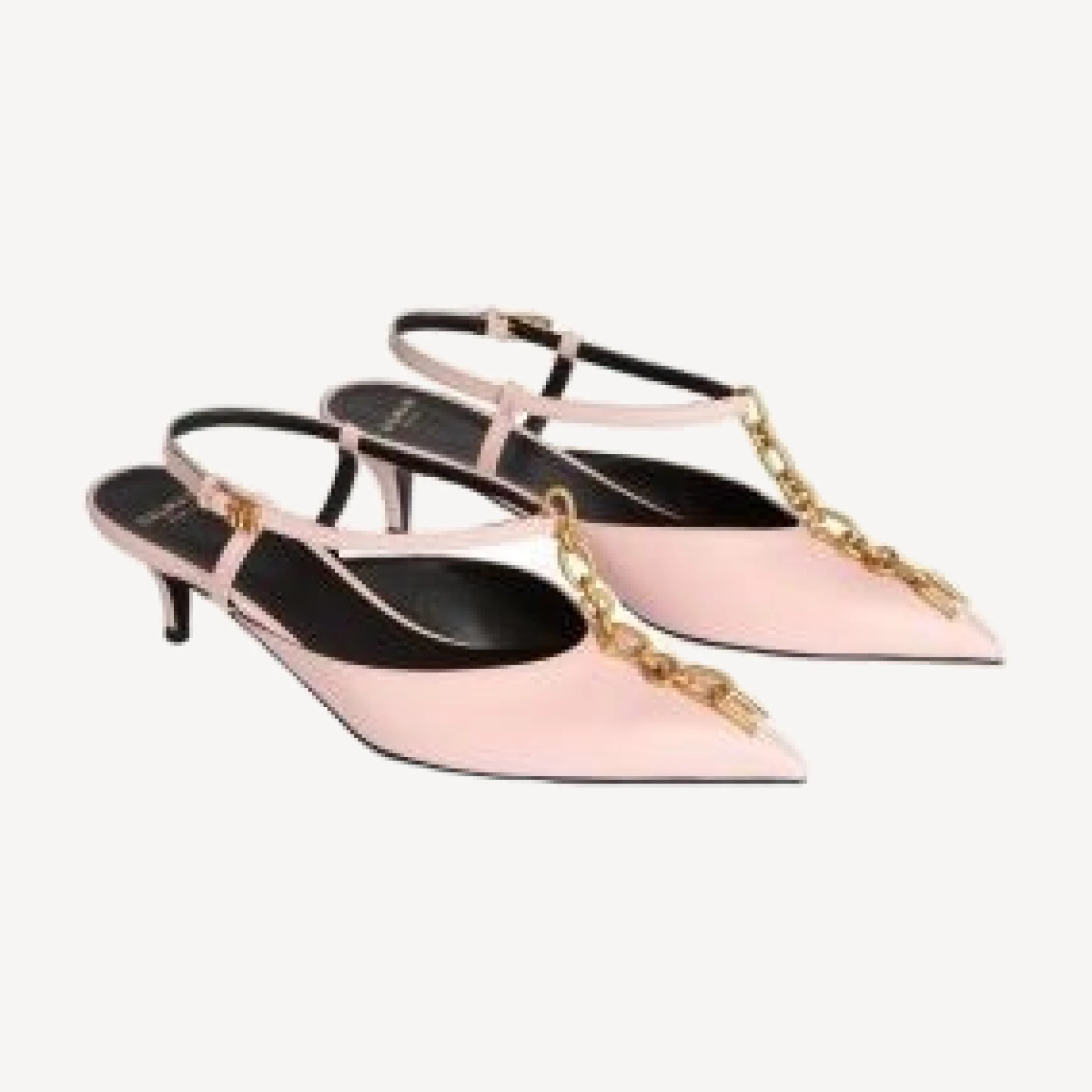 Balmain Women's Sync Chain Kitten Slingbacks in Leather