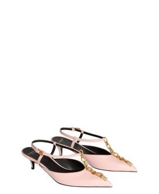Balmain Women's Sync Chain Kitten Slingbacks in Leather