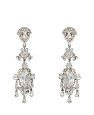 Balmain Brass and Crystal Pendant Earrings