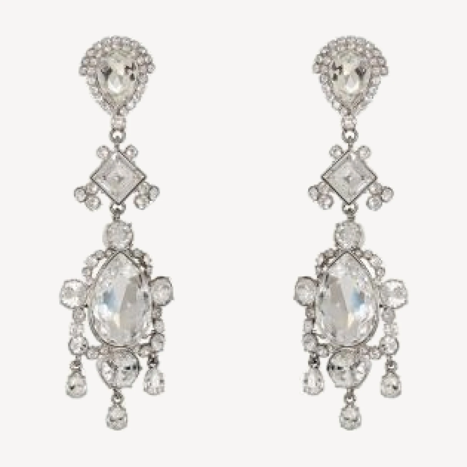 Balmain Brass and Crystal Pendant Earrings