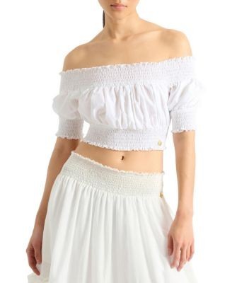 Balmain Poplin Off-The-Shoulder Top
