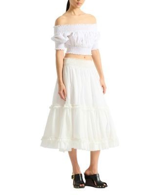 Balmain Poplin Off-The-Shoulder Top