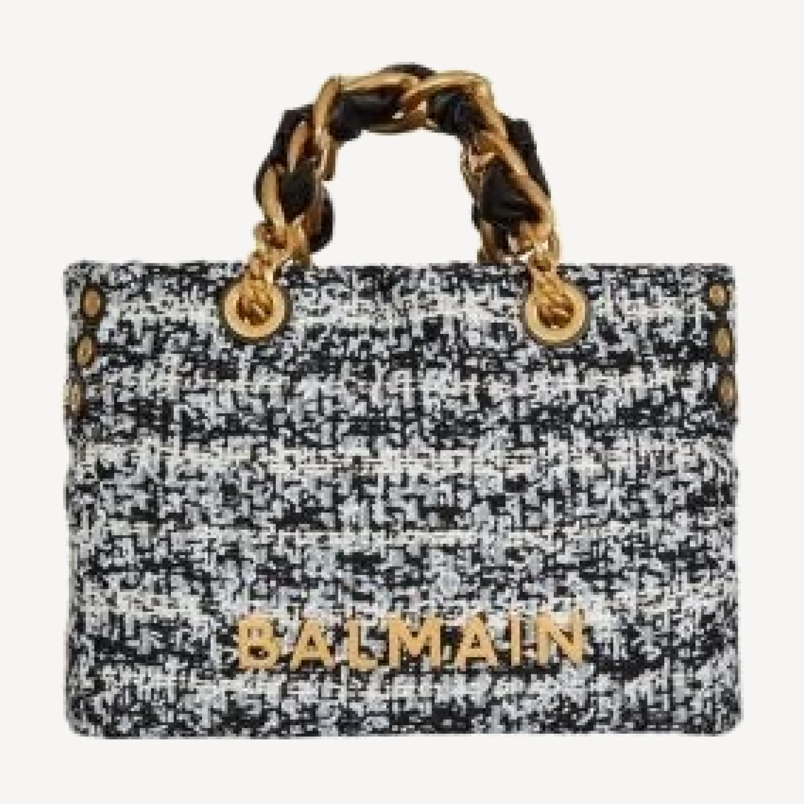 Balmain Small 1945 Soft Tweed Tote Bag