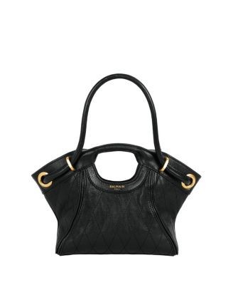 Balmain Small Tote in Smooth Topstitched Leather