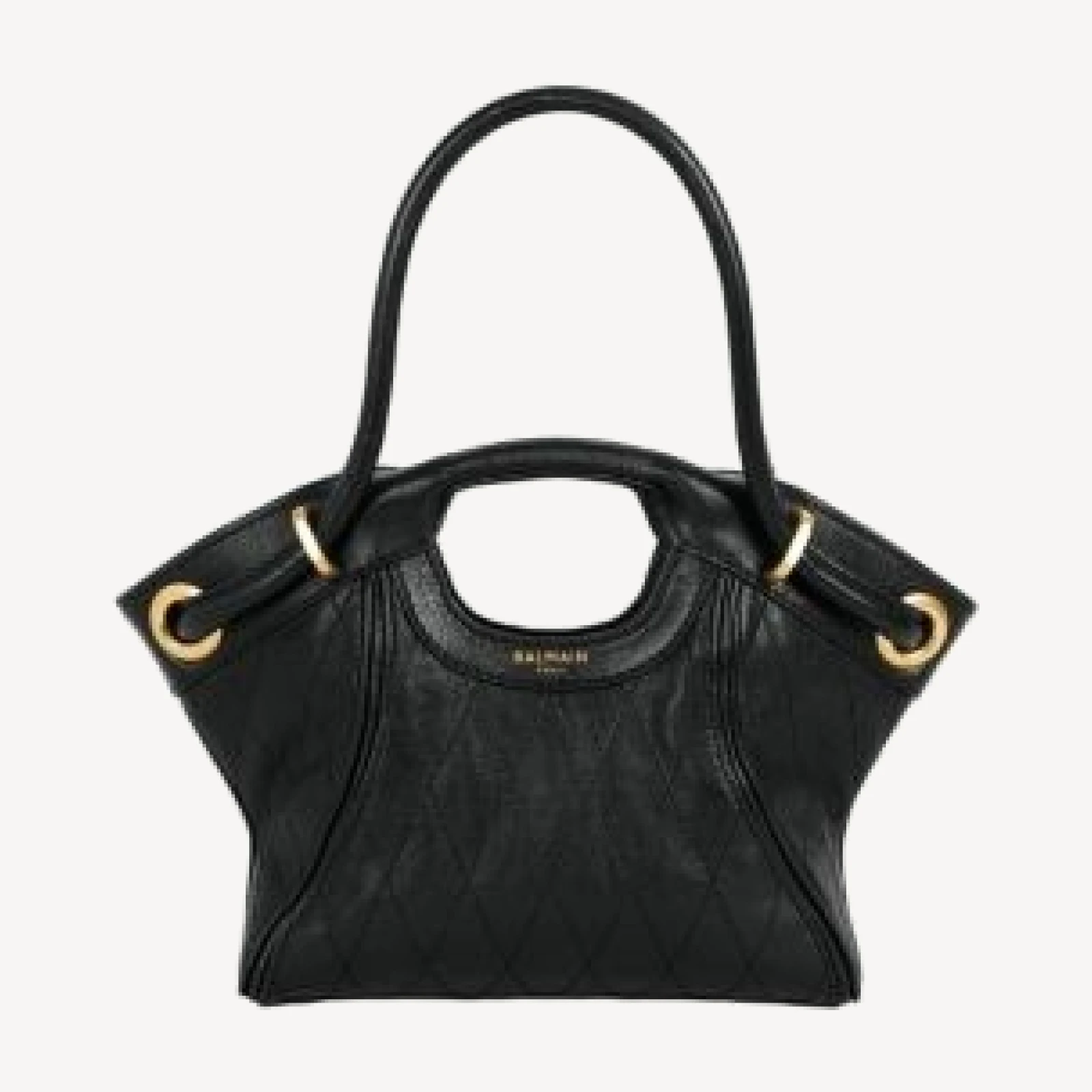 Balmain Small Tote in Smooth Topstitched Leather