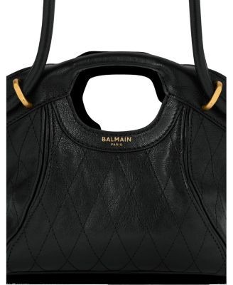 Balmain Small Tote in Smooth Topstitched Leather