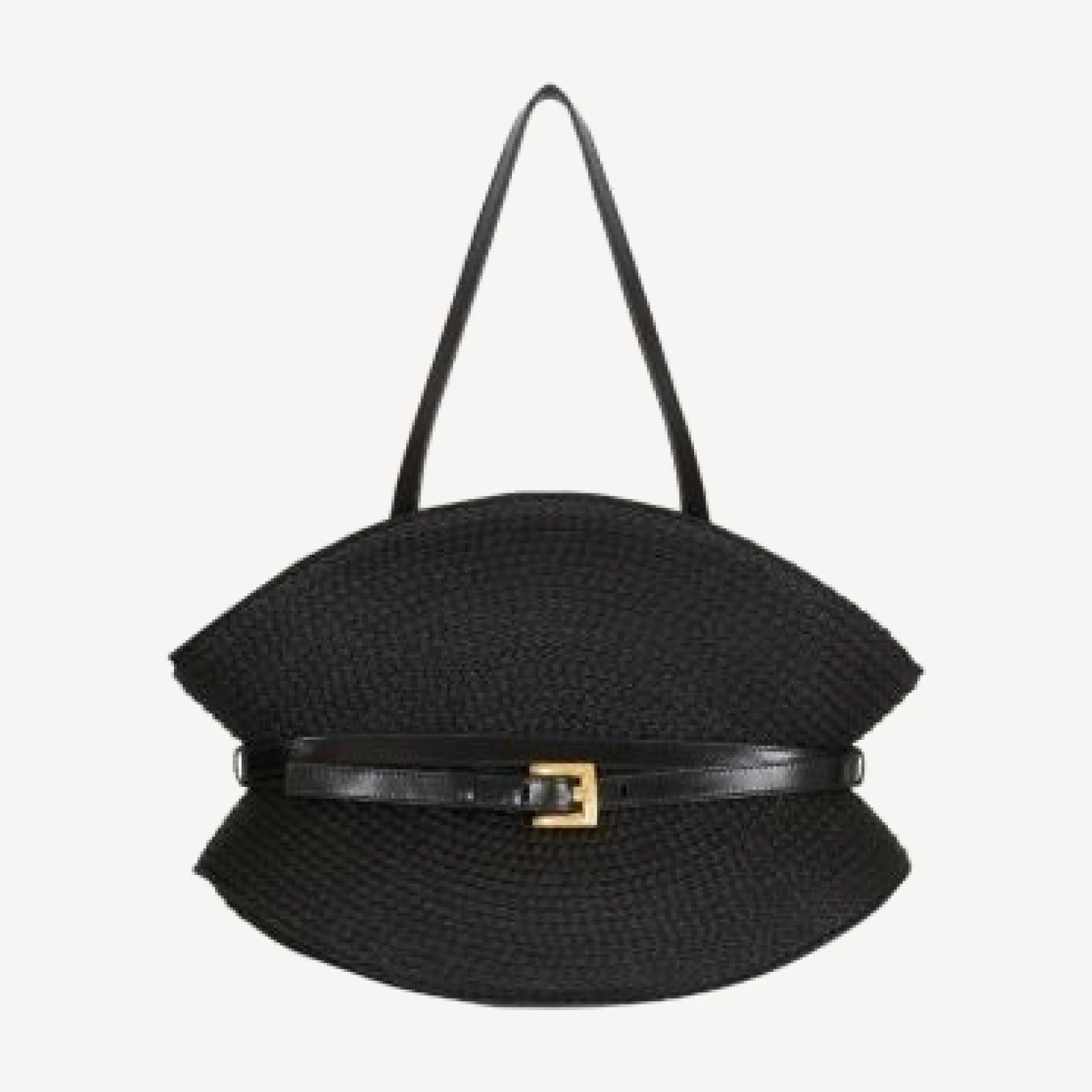 Balmain Shuffle Medium Bag in Calfskin Leather and Raffia