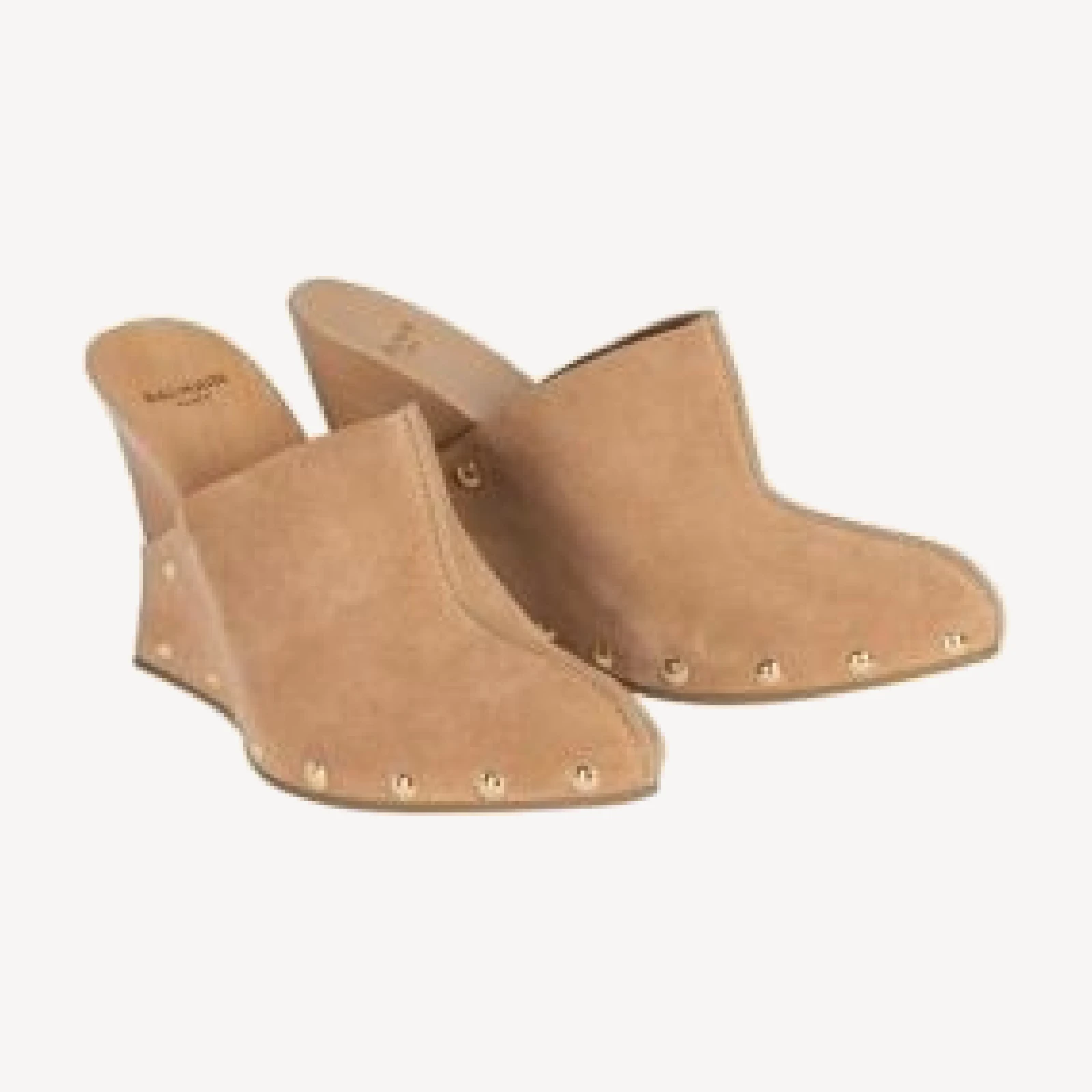 Balmain Women's Wedge Clogs in Wood and Suede