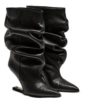 Balmain Women's "No Wedge" Smooth Leather Ankle Boots