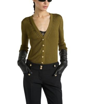 Balmain Buttoned Ribbed Knit Cardigan