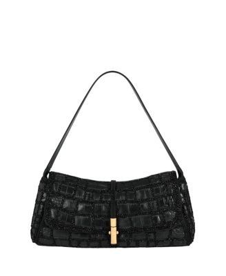 Balmain Metropolis Bag in Crocodile-Effect Leather with Embroidery