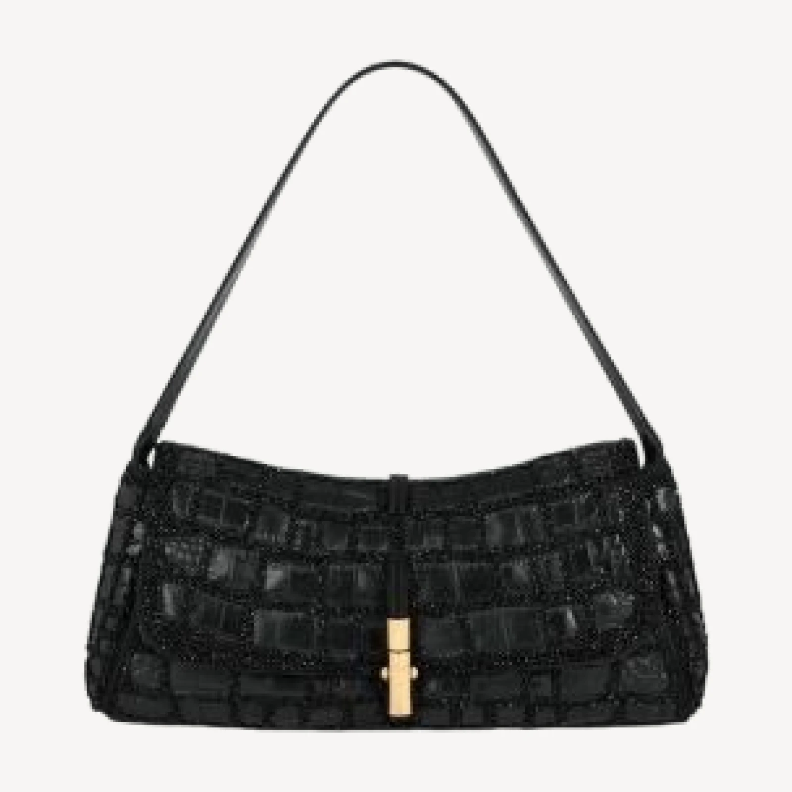 Balmain Metropolis Bag in Crocodile-Effect Leather with Embroidery