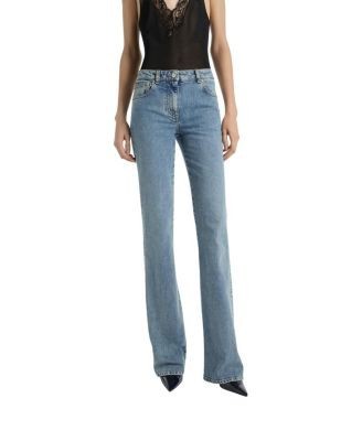 Balmain Bootcut Faded Denim Jeans in Blue