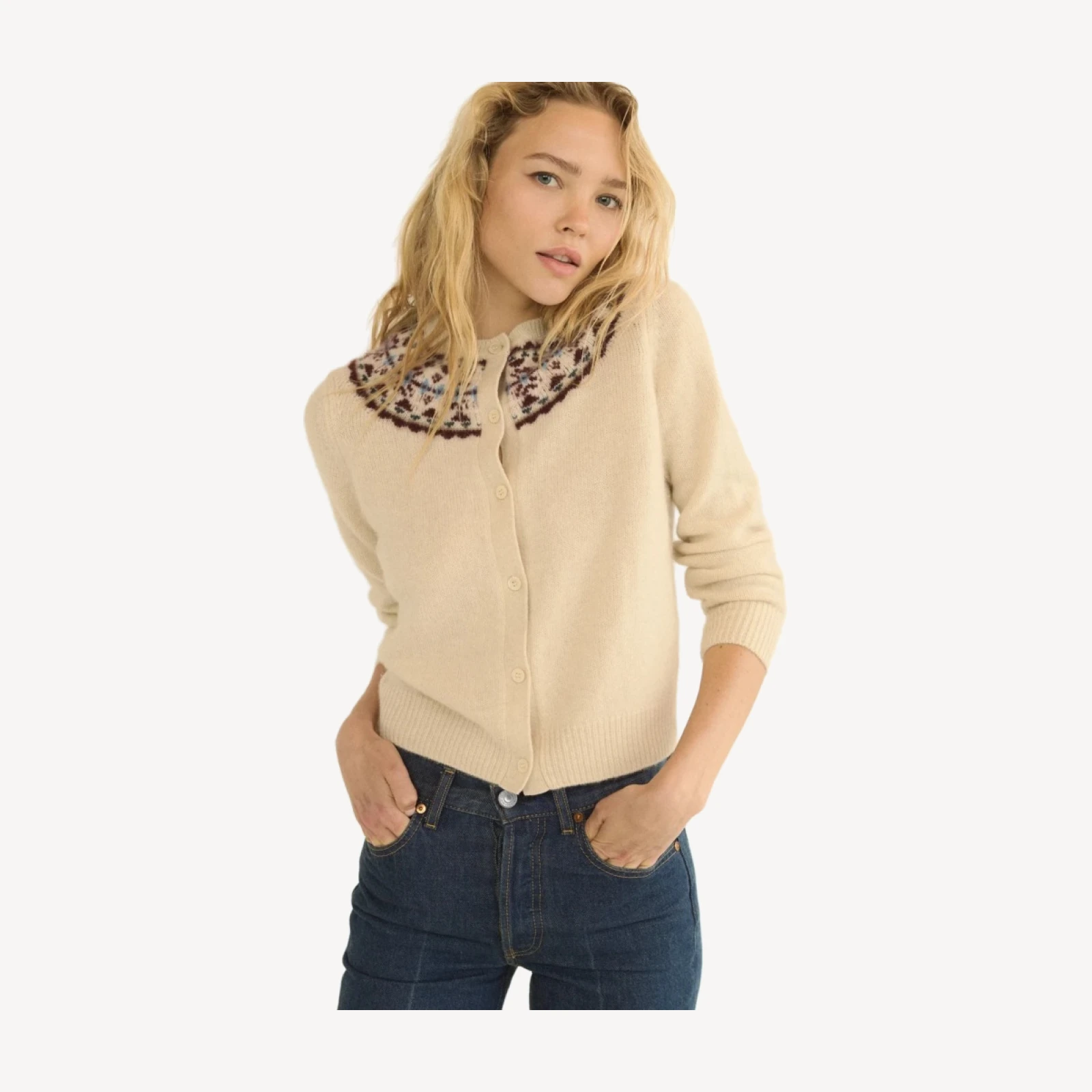 OLYMPE CASHMERE CARDIGAN -- COTTAGE