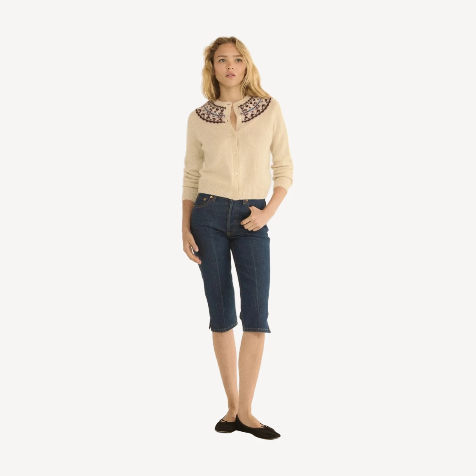 OLYMPE CASHMERE CARDIGAN -- COTTAGE