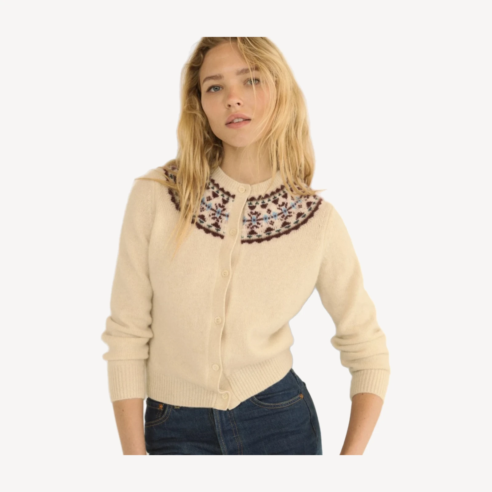OLYMPE CASHMERE CARDIGAN -- COTTAGE