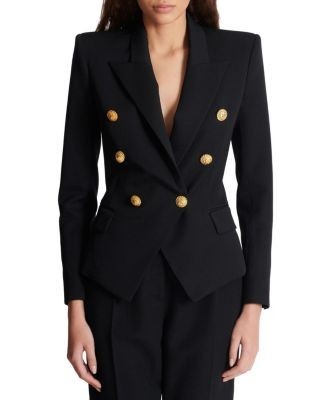 Balmain Grain De Poudre 6-Button Fitted Jacket
