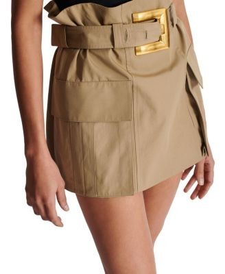 Balmain High-Waisted Gabardine Skirt