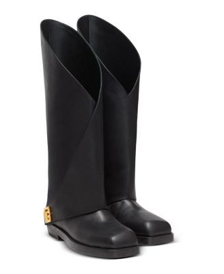 Balmain Women's Twist Flat Leather Boots
