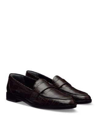Reformation Women's Kaylee Croc Embossed Leather Loafers