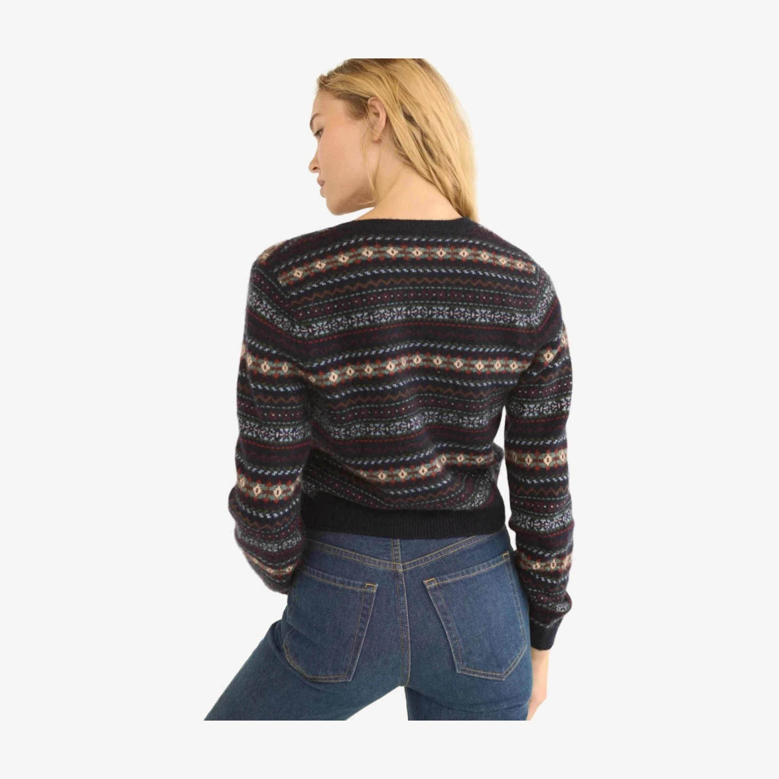 FAUSTINE CARDIGAN -- NAVY DASHWOOD FAIR ISLE