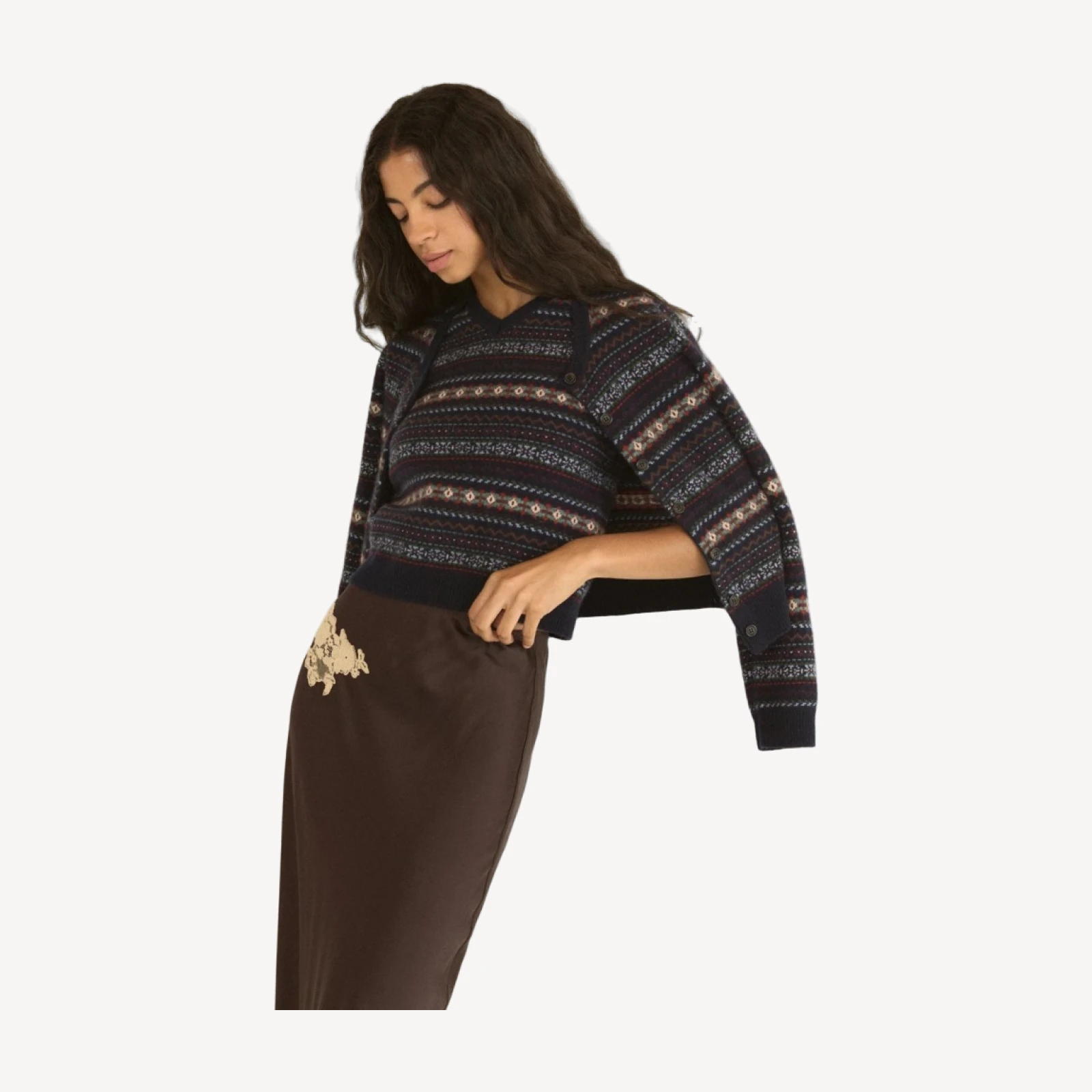 FAUSTINE CARDIGAN -- NAVY DASHWOOD FAIR ISLE