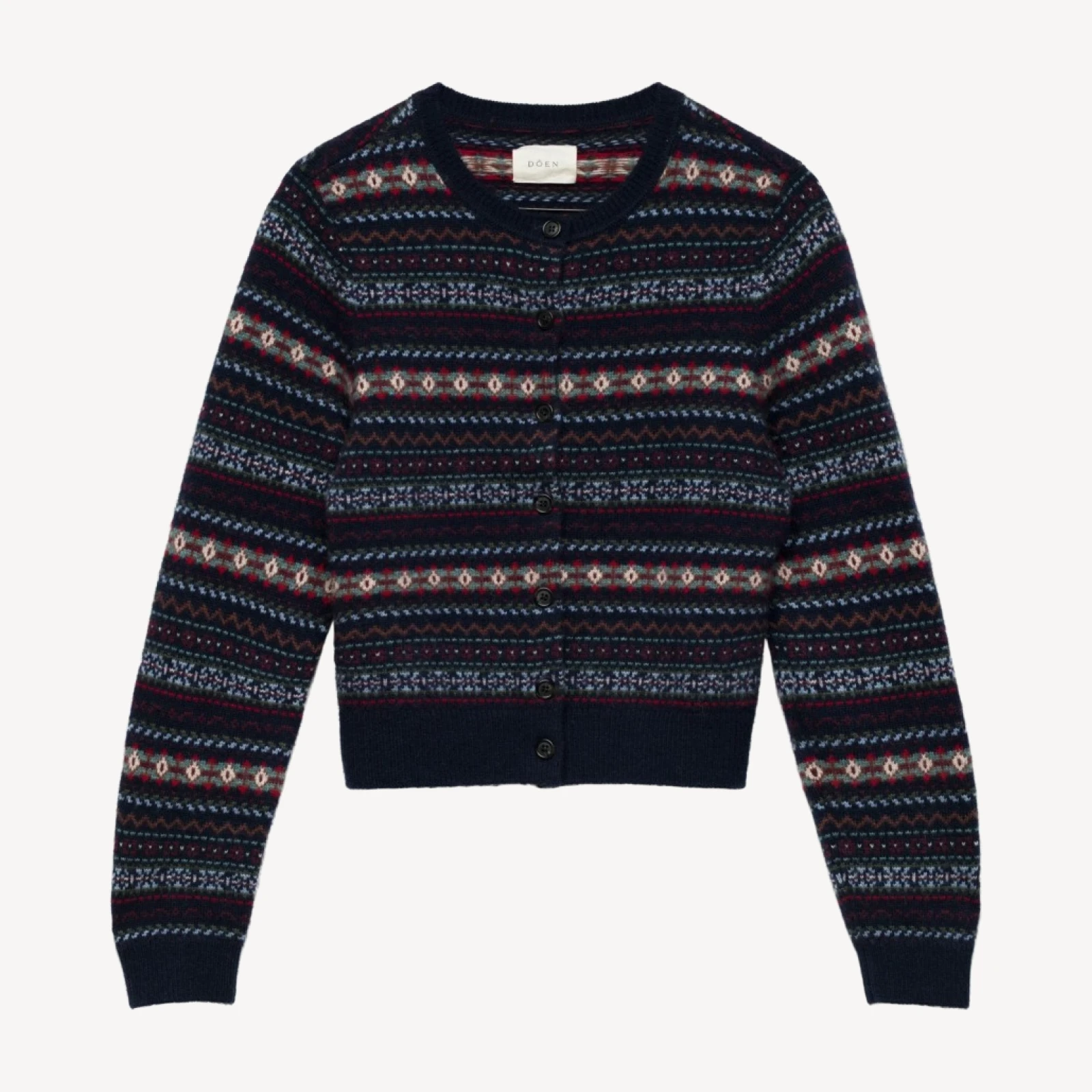 FAUSTINE CARDIGAN -- NAVY DASHWOOD FAIR ISLE